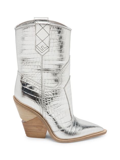 fendi cowboy boots silver|fendi heeled leather boots.